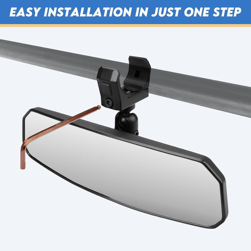 SHEJISI UTV Universal Rear View Mirror for 1.5-2.0 Inch Roll Cage, Compatible with Polaris RZR、Can am Maverick、Honda Pioneer Talon SXS、Kawasaki Mule KRX、Yamaha Wolverine YXZ、Kubota RTV、CF Zforce、Gator - Image 4